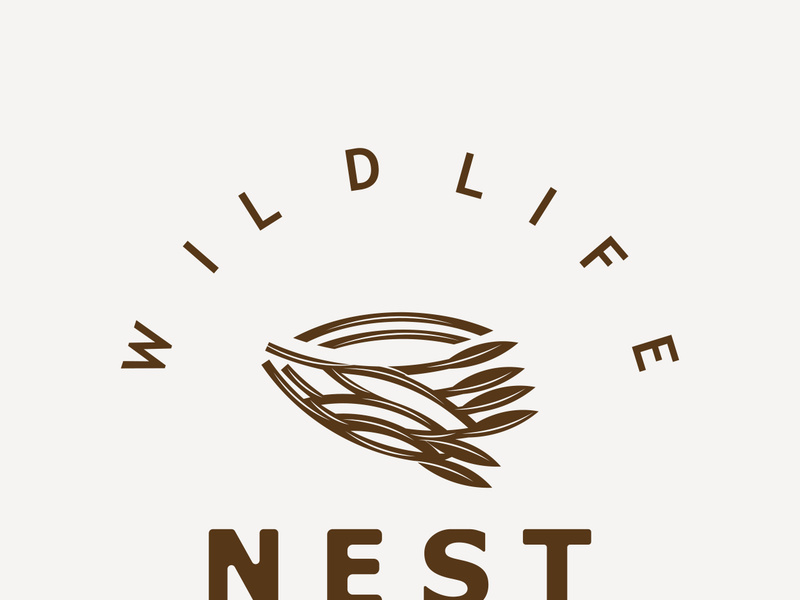Bird nest logo natural root and leaf habitat bird house isolated template vector