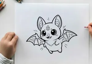 Cute angry bat creature flying vector illustration