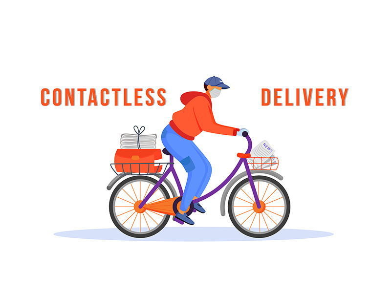 Contactless delivery flat color vector faceless character