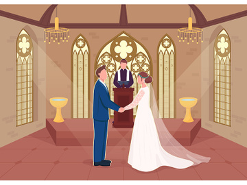 Religious wedding ceremony flat color vector illustration preview picture
