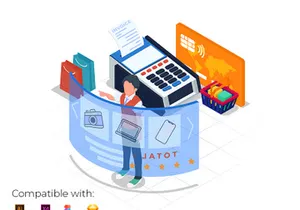 Virtual online shop - Landing Page Illustration template