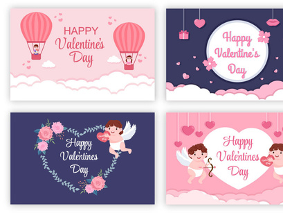 25 Happy Valentine's Day Flat Design Illustration