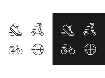 Sport activity pixel perfect linear icons set preview picture