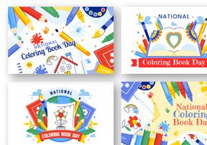 10 National Coloring Book Day Illustration