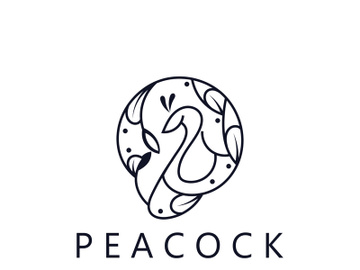 Peacock logo line art elegant concept icon design template flat vector illustration preview picture