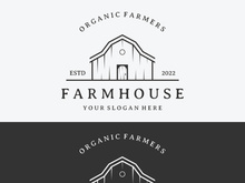Logo design of organic farm house or barn or barn and animal farmhouse vintage.Vintage country logo.