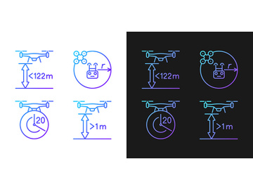 Drone manage gradient manual label icons set for dark and light mode preview picture