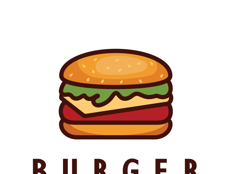 Burger logo illustration, restaurant emblem, cafe, burger and factory label, fast food, vector