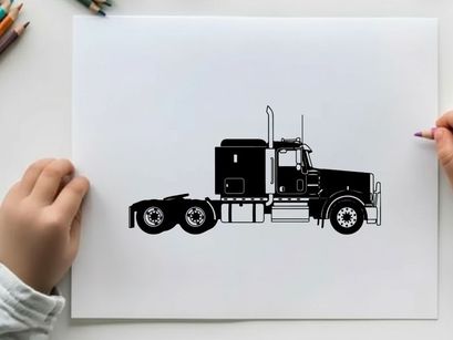 Silhouette of a semi truck with trailer