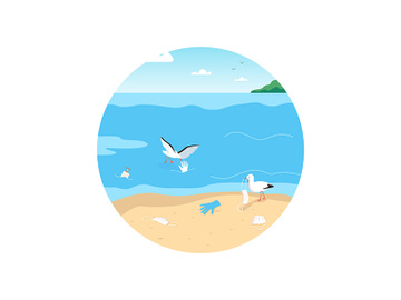 Empty dirty beach 2D vector web icon preview picture