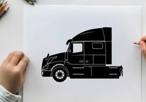 Silhouette of a semi truck with a sleeper berth