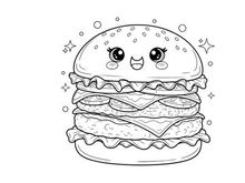 Cute cartoon burger smiling face vector illustration