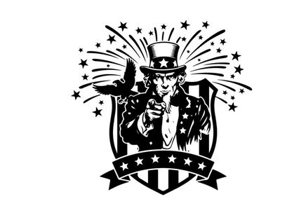 Uncle sam silhouette with eagle and american shield emblem