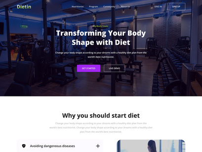 Dietin - Fitness Website Landing Page design