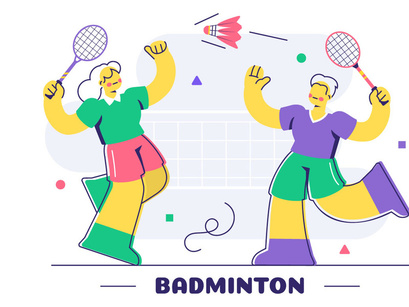 10 Badminton Player Illustration