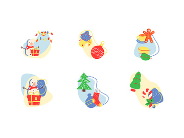 Christmas season flat vector concept illustration with abstract shapes set preview picture