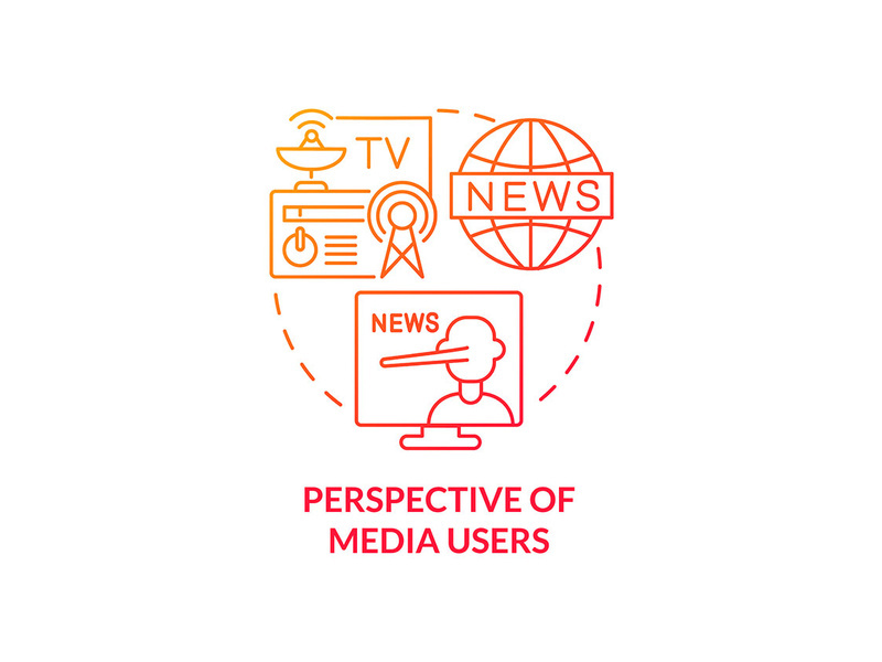 Perspective of media users red gradient concept icon