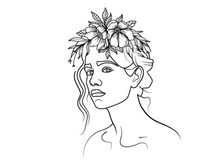 Line Art Flower Drawing Women