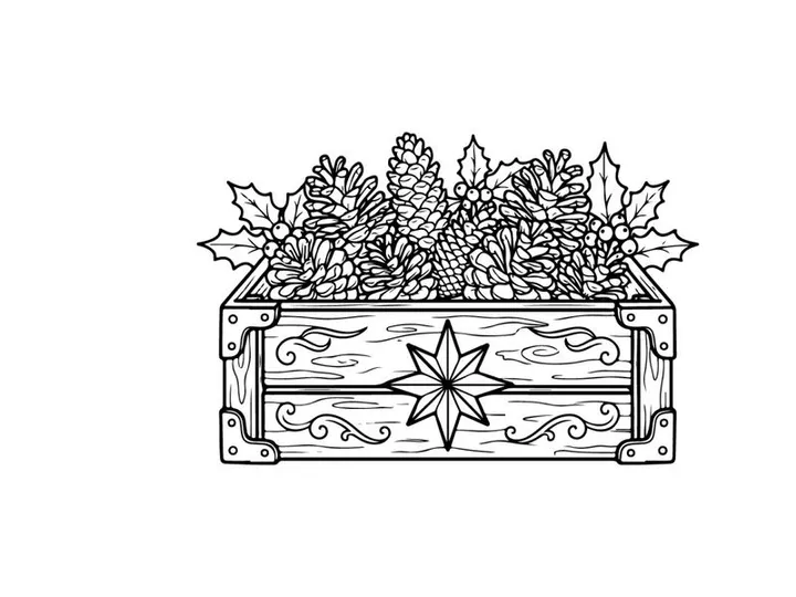 Hand-drawn Christmas niche with wheat sheaves and star for festive home decor