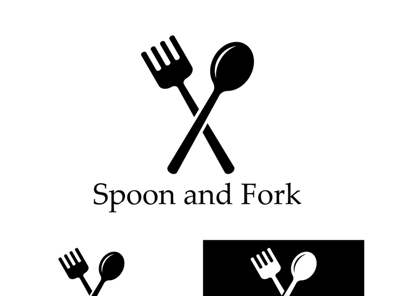 Creative spoon and fork logo.