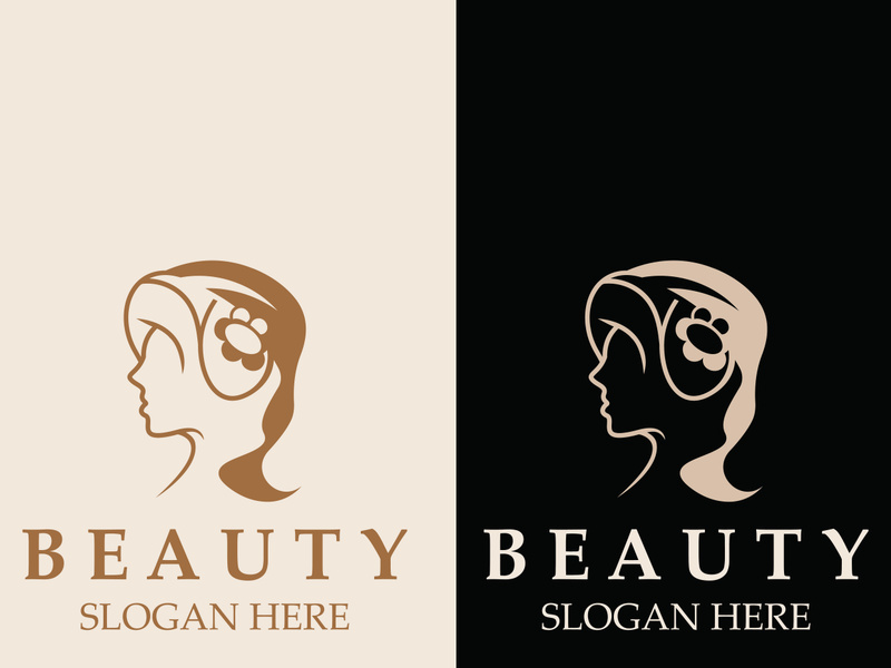 Woman Beauty care logo. Nature face saloon and spa design flat vector