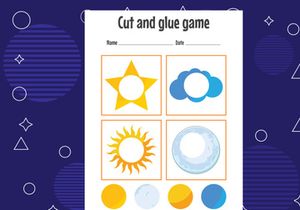 10 Pages Cut and glue game for kids. Cutting practice for preschoolers. Education paper game for children