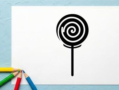 Lolipop Hitam Putih Spiral di Batang untuk Permen dan Makanan Manis