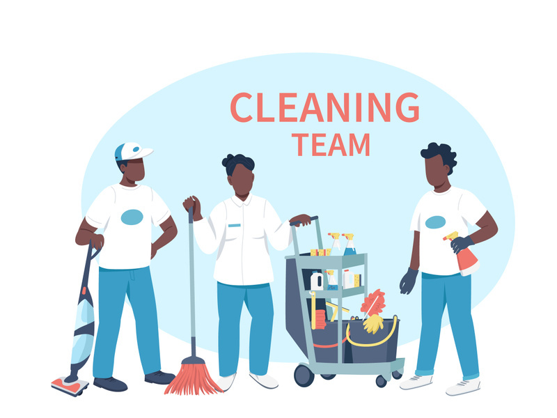 Housekeeping business flat color vector faceless characters