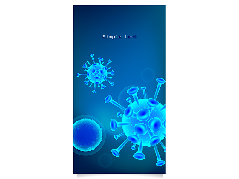 Coronavirus cell 3d color vector background with text space