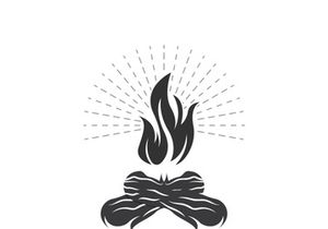 Bonfire Campfire Camp Fire place wood flame vintage retro logo design