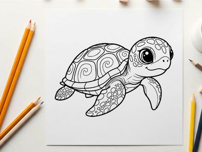 Cute cartoon turtle swimming vector illustration flat design