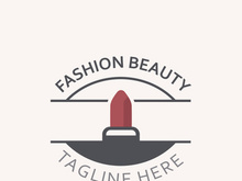 Lipstick logo design for makeup fashion shop and beauty vector cosmetic design template