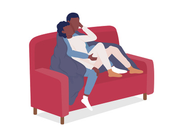 Couple sitting on couch semi flat color vector characters preview picture