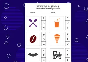 Circle the beginning sound of each picture. Educational game for kids