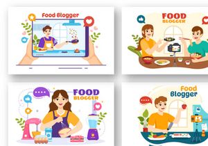 13 Food Blogger Vector Illustration