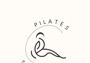 Abstract Pilates Logo, Yoga identity body balance vector monoline Design Template. wellness lifestyle