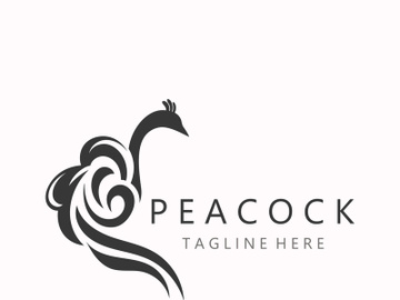 Peacock logo line art elegant concept icon design template flat vector illustration preview picture