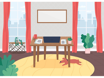 Freelancer workplace flat color vector illustration preview picture