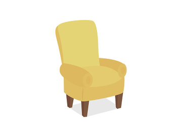 Comfortable yellow armchair semi flat color vector object preview picture