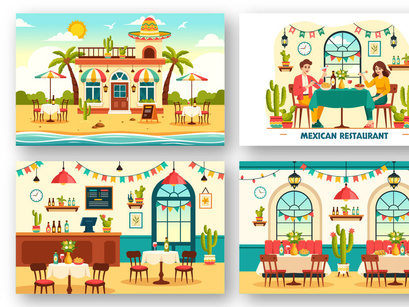 9 Mexican Food Restaurant Illustration