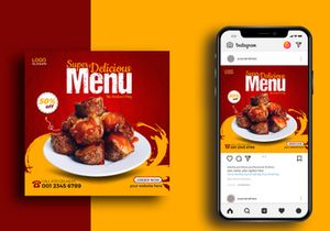 Delicious food menu social media banner template