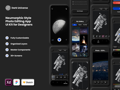 Dark Universe - Neumorphic Photo Editing App UI Kit