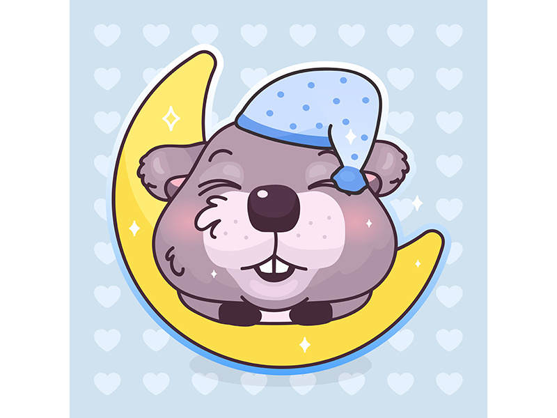 Cute beaver kawaii cartoon vector character