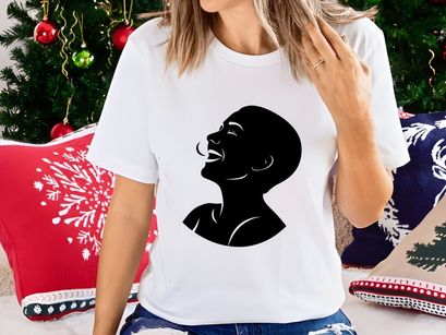 Joyful Woman Silhouette Laughing with Eyes Closed