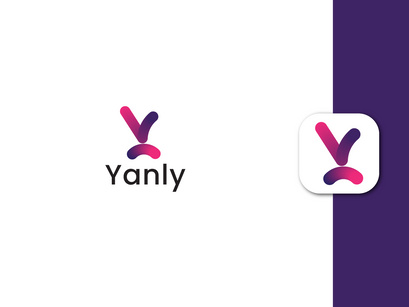 Blendy Glossy Letter Y Logo Design With Mobile App Icon Design