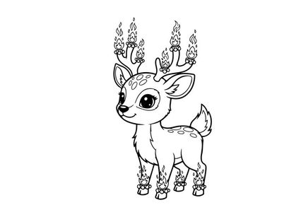 Cute deer with birthday candles vector illustration