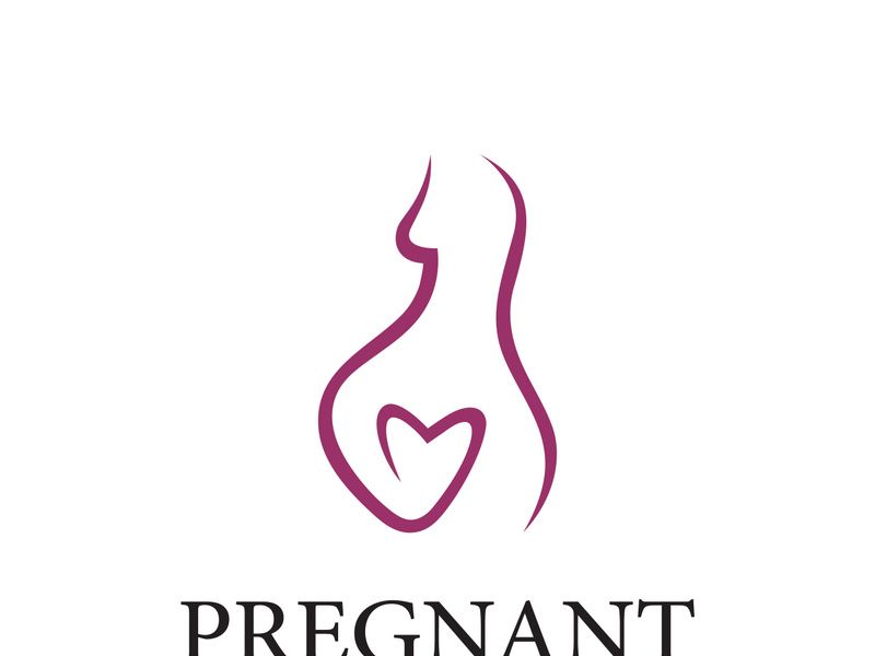 Abstract logo of mother or woman carrying baby or pregnant. Logos for clinics, pharmacies and hospitals.