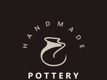 Pottery logo design handmade, creative traditional mug craft concept inspiration nature workshop