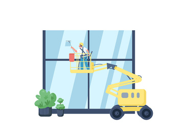 Window cleaner flat color vector faceless character preview picture