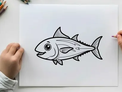 Cute smiling tuna fish vector illustration flat design